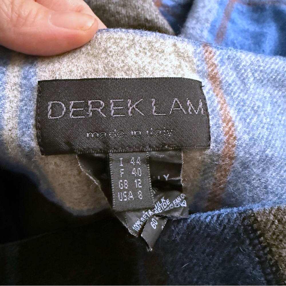 Derek Lam Blue & Gray Wool Plaid Skirt Size 8 - Picture 4 of 5